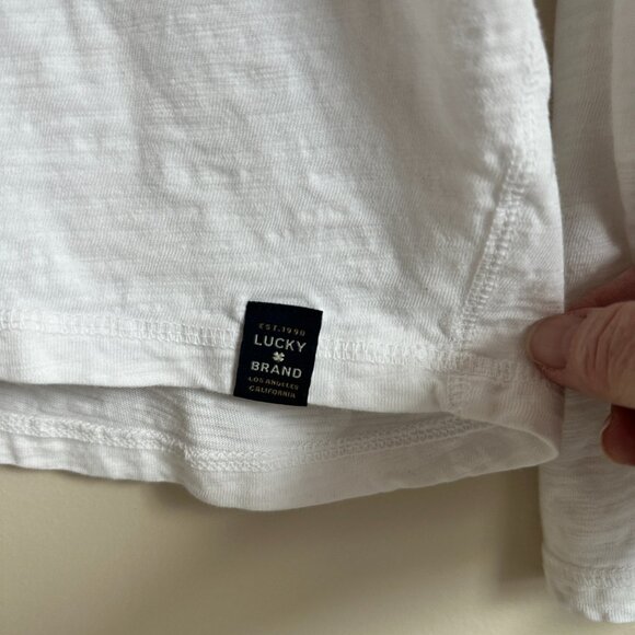 Lucky Brand White Long Sleeve Tee Sz M - Picture 3 of 6